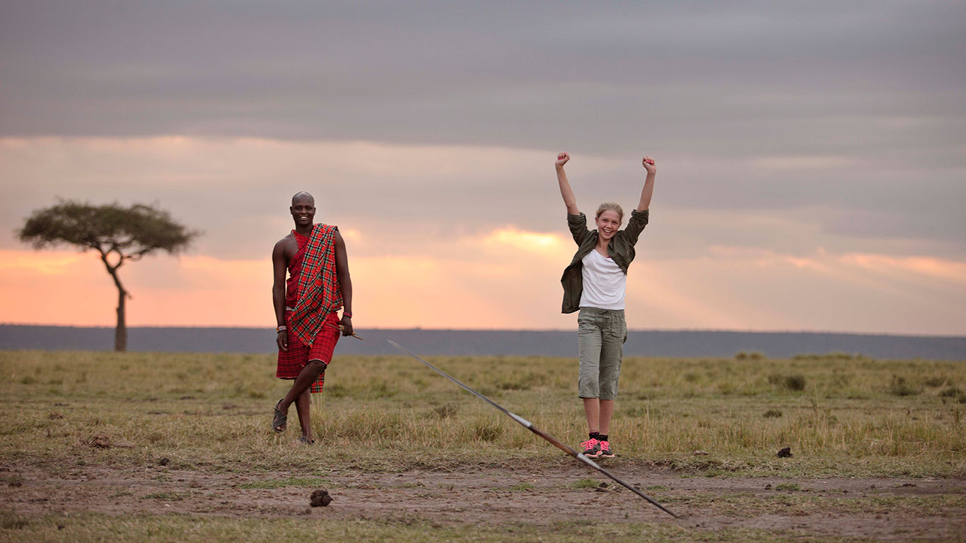 Elephant Pepper Camp kids activities throwing a spear like a Maasai 8