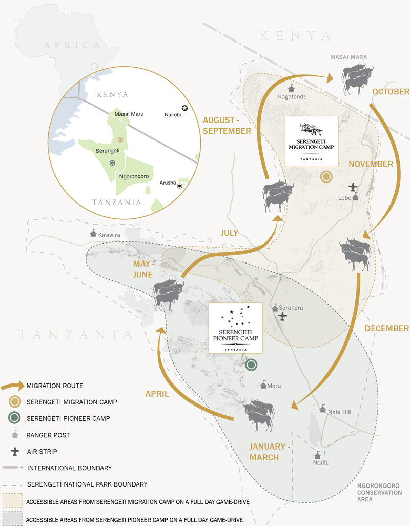 serengeti migration map detailed